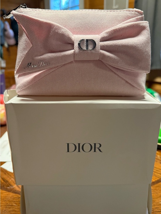 Dior Handbags - Dior Light Pink Bow Cosmetic Pouch with Silver CD Accent